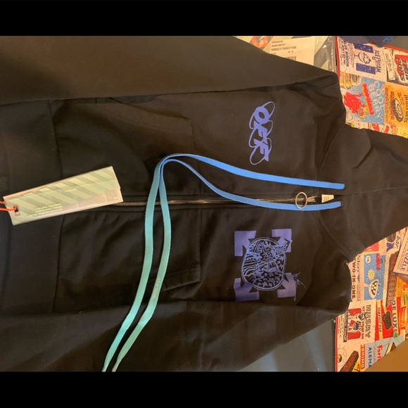 Off-White | Sweaters | Off White Wizard And Cat Zip Up Hoodie